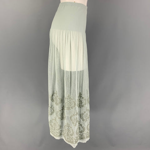 AGNÈS B. Size S Sea Foam Polyamide Blend Embroidered Skirt