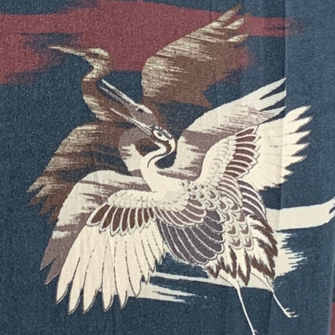 PAIGE Taille M Chemise à manches courtes en rayonne oiseaux multicolores marine