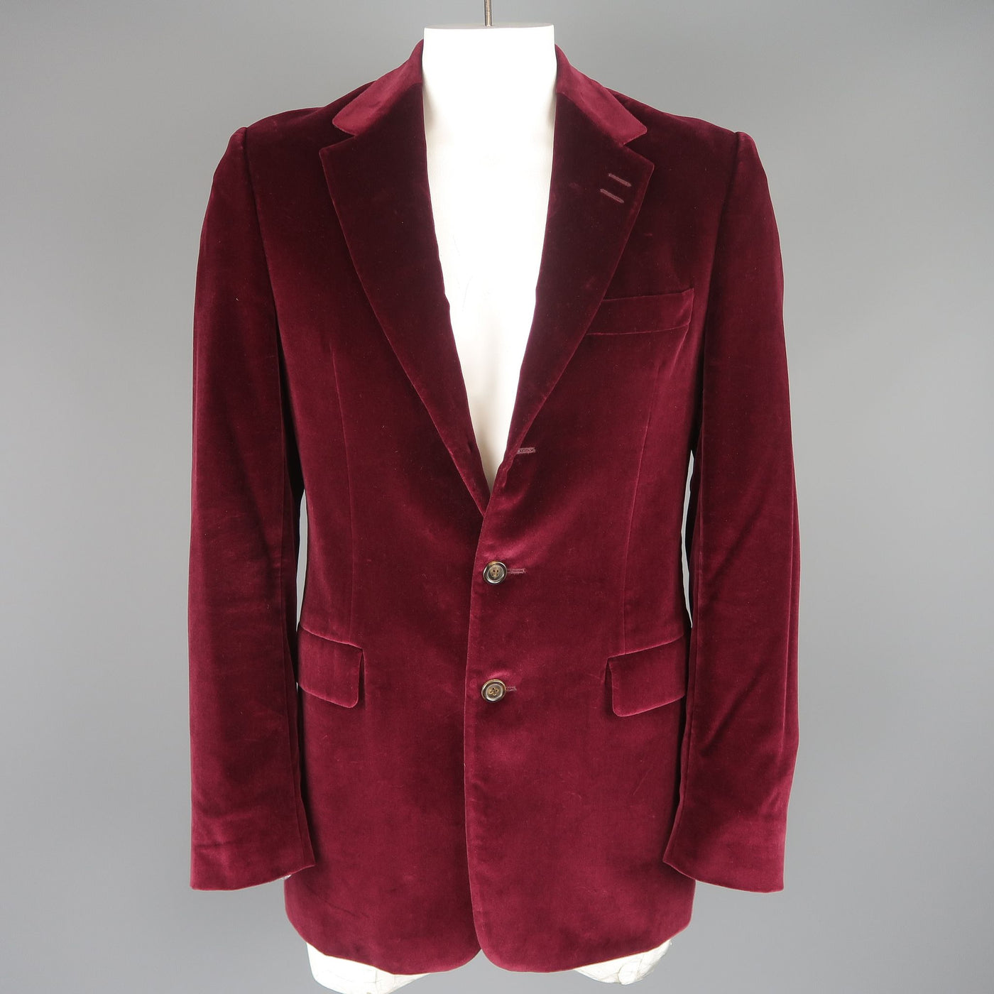 PAUL SMITH 40 Long Burgundy Velvet Notch Lapel Sport Coat Jacket
