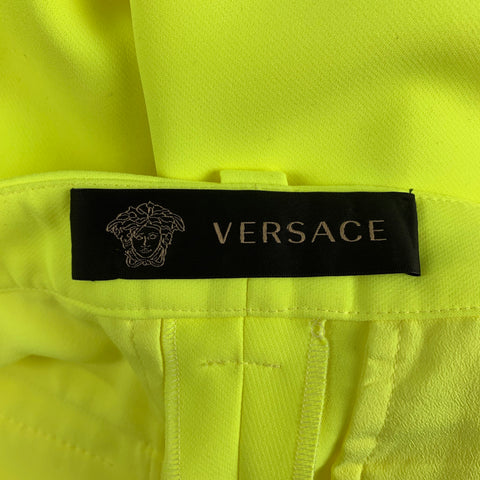 VERSACE Size 4 Neon Yellow Polyester Straight Leg Dress Pants