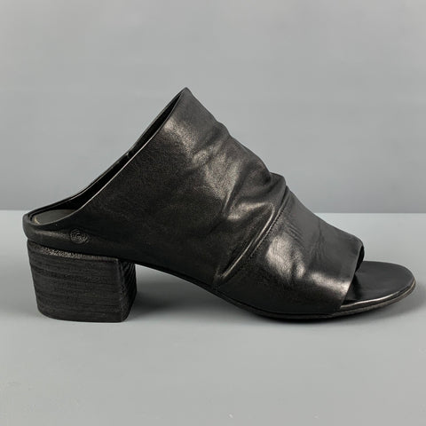 MARSELL Sandalias peep toe de cuero negro talla 7