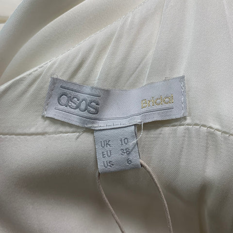 ASOS Size 6 Cream Viscose Spaghetti Straps Long Dress