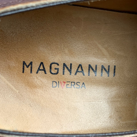 MAGNANNI Size 10.5 Brown Antique Leather Lace Up Shoes