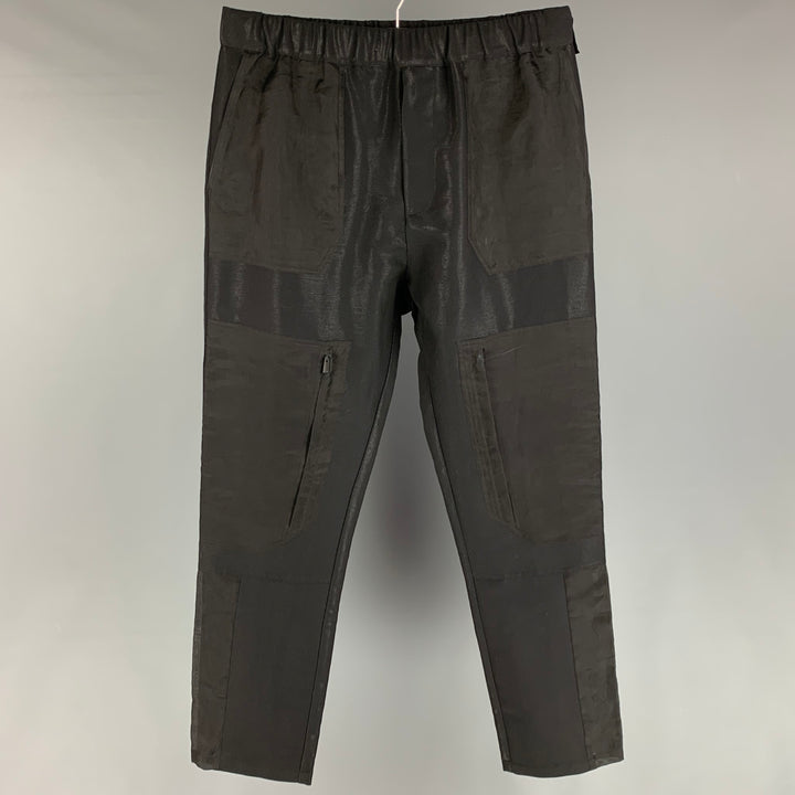 FENDI Size 34 Black Sheer Virgin Wool Polyester Cargo Casual Pants