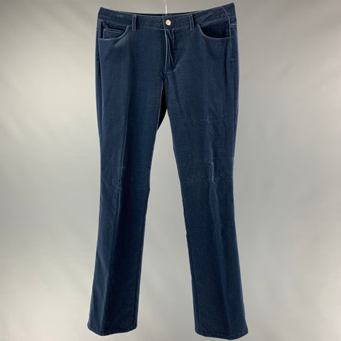 RALPH LAUREN BLACK LABEL Size 10 Blue Cotton &  Elastane Solid Dress Pants