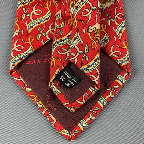 SALVATORE FERRAGAMO Red Orange Silk Tie