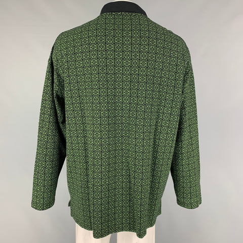 LOEWE Size XL Black Green Monogram Cotton Polo Pullover