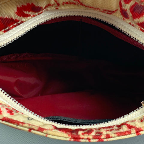 GUCCI by TOM FORD SS 2000 Red Beige Abstract Floral Canvas Toiletry Pouch Bag