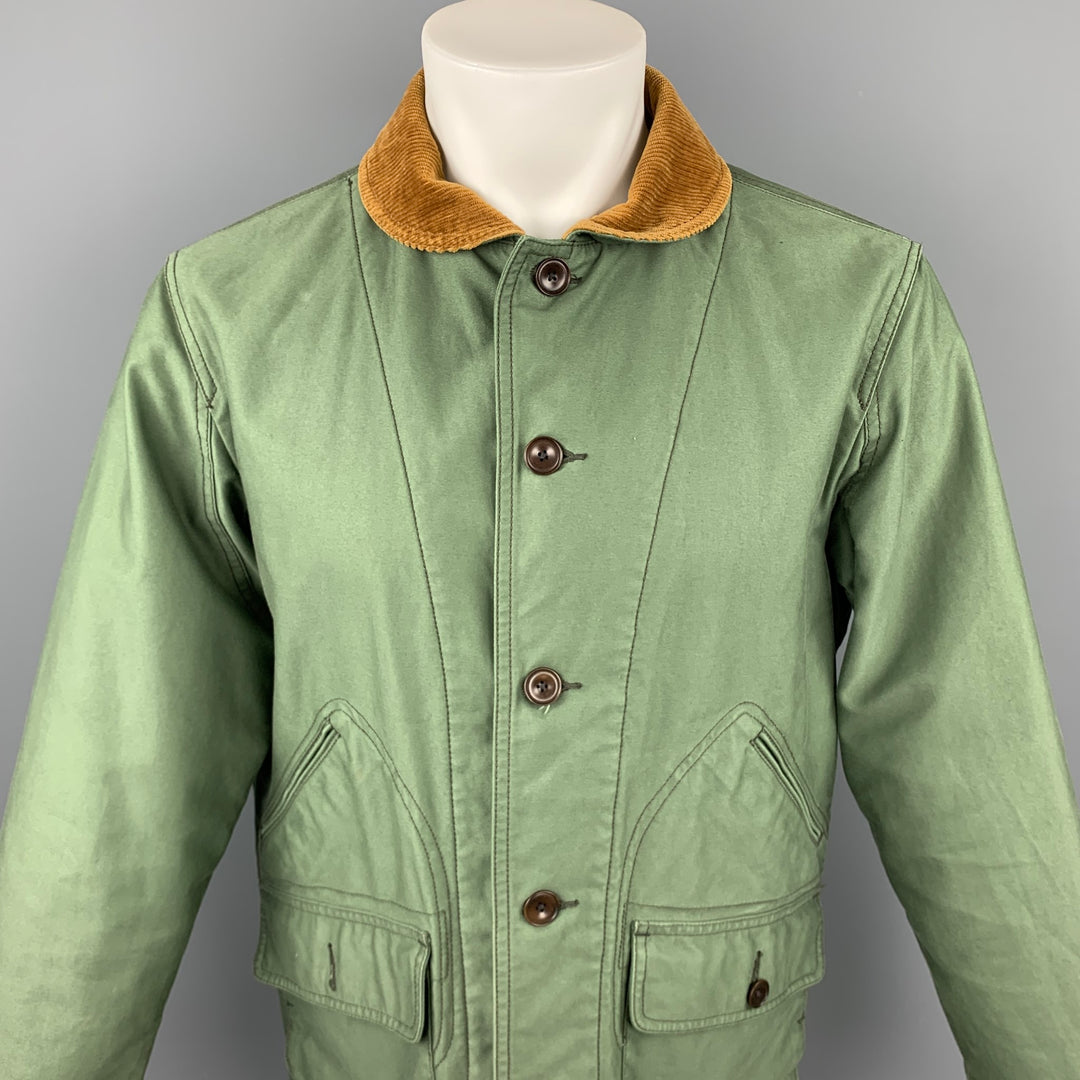 ONES STROKE Size M Olive Cotton Lined Corduroy Collar Buttoned Jacket