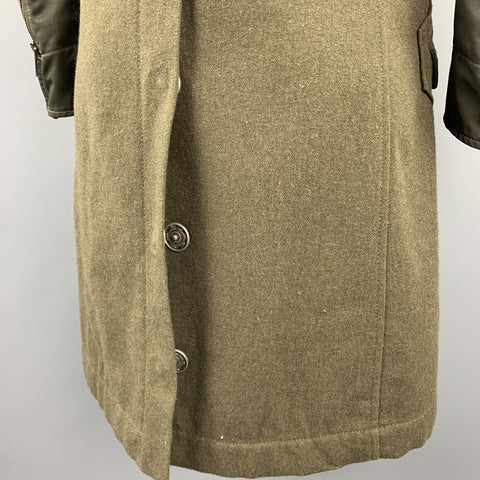 MOSCHINO JEANS Size M Olive Wool Double Breasted Epaulette Coat