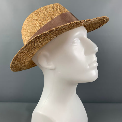 Vintage MAKINS Tan Straw Fedora Hat