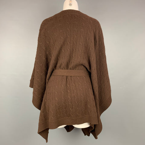 RALPH LAUREN Black Label Size M/L Brown Knitted Cashmere Belted Poncho Cardigan