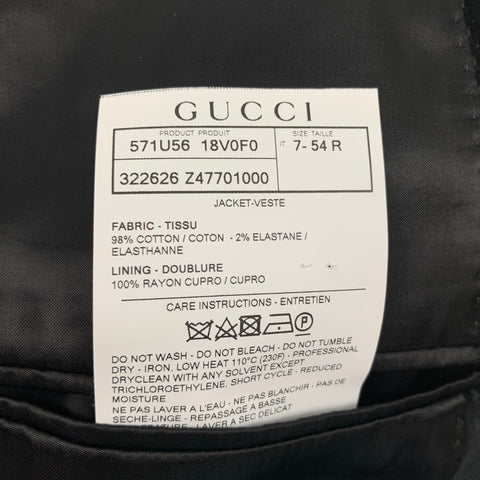GUCCI Size 44 Black Dots Cotton Notch Lapel Sport Coat