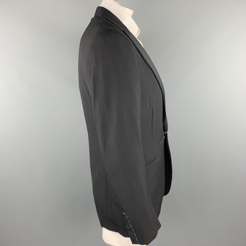RALPH LAUREN Purple Label Size 42 Long Black Wool Tuxedo Sport Coat