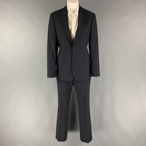BROOKS BROTHERS Size 37  Black Wool  Lycra Single Breasted 28 Suit