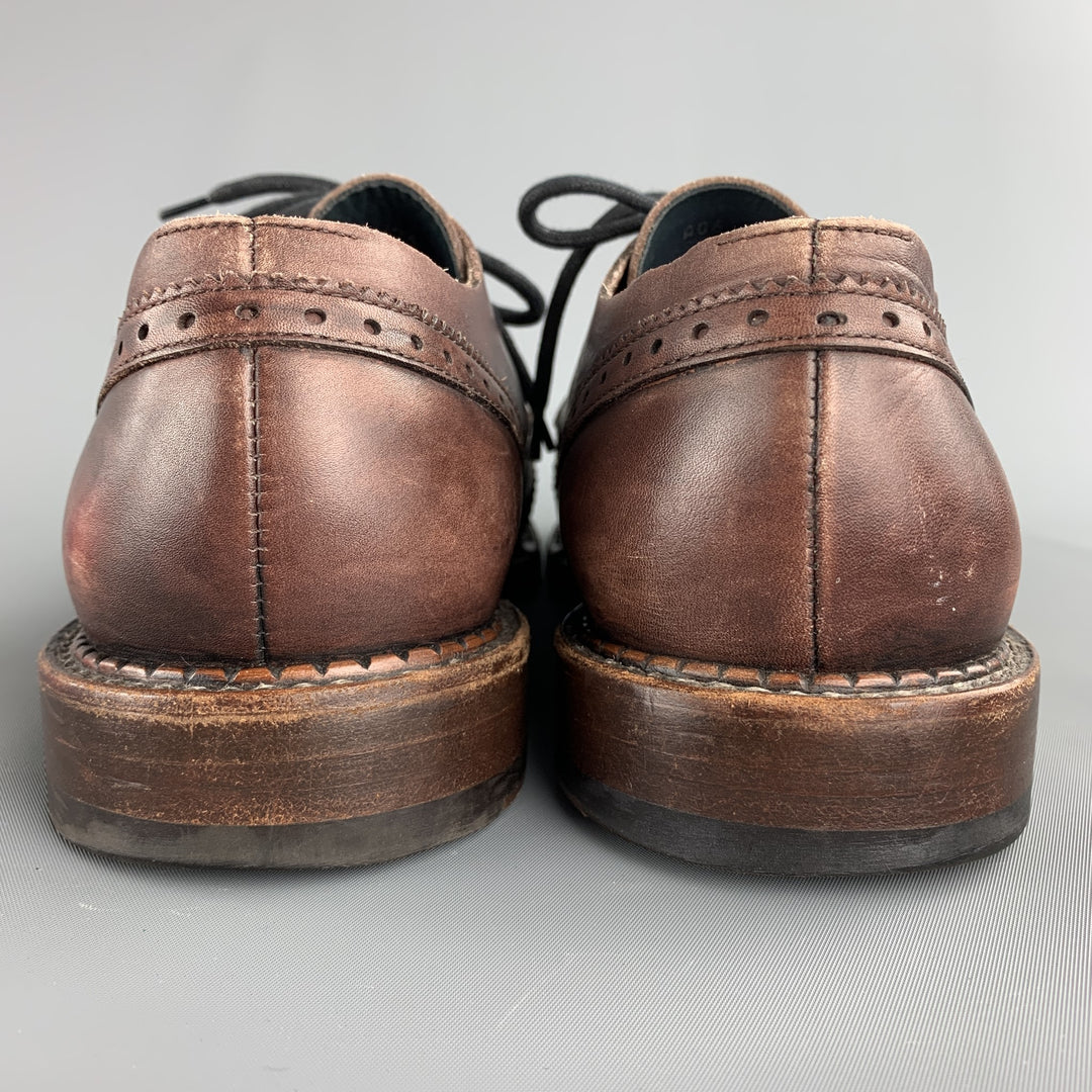 CoSTUME NATIONAL Size 9.5 Brown Antique Leather Lace Up Shoes