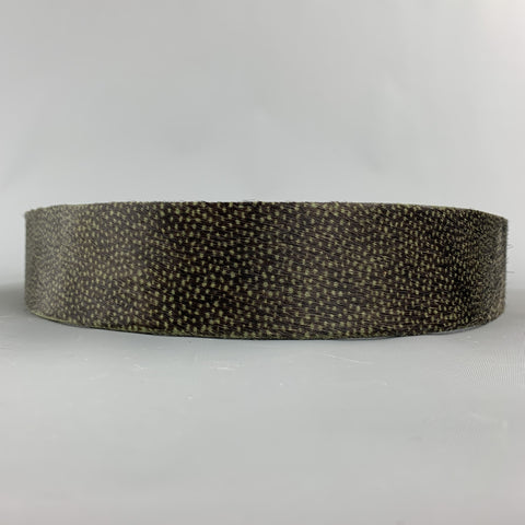 DRIES VAN NOTEN Size M Brown & Green Dot Print Calf Hair Velcro Belt