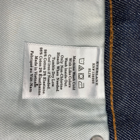 EVERLANE Talla 32 Vaqueros con bragueta de botones de algodón índigo