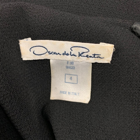 OSCAR DE LA RENTA Size 4 Black Crepe Wool Cocktail Dress