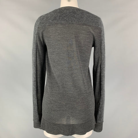 VERA WANG Size M Charcoal Mohair Blend Mixed Fabrics Cardigan