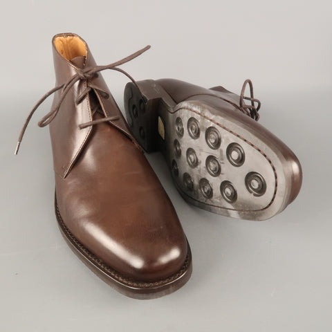 RALPH LAUREN Talla 9 Botas con cordones de cuero macizo marrón 