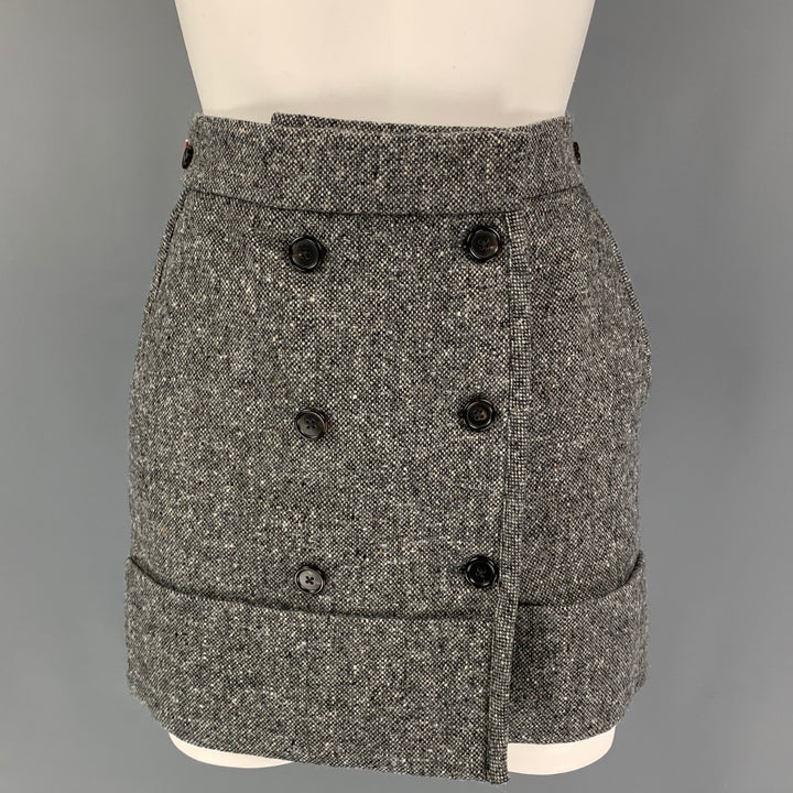 THOM BROWNE Size 0 Grey Merino Wool Mohair Mini Skirt
