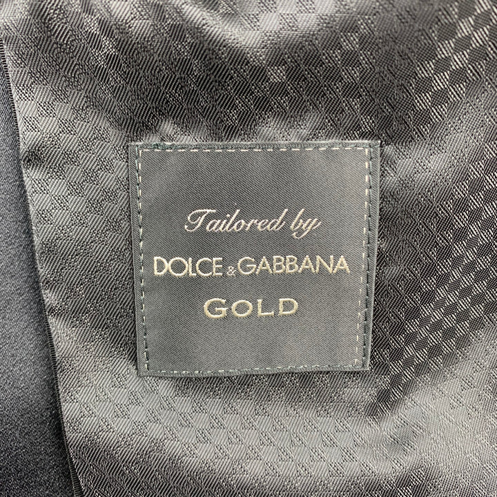DOLCE & GABBANA Gold Size 36 Regular Eggplant Purple & Black Wool Blend Shawl Collar Suit