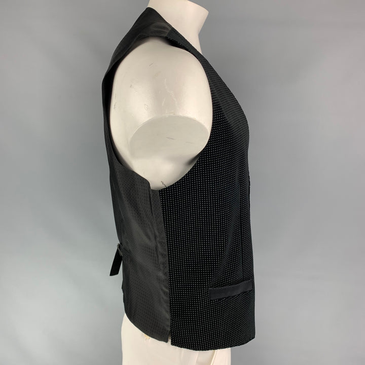 DOLCE & GABBANA Size 44 Black Dots Velvet Classic Vest