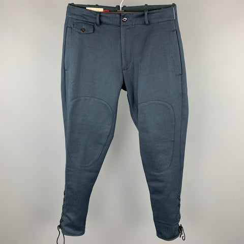MONITALY Size 32 Navy Textured Jodhpurs Casual Pants