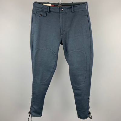 MONITALY Size 32 Navy Textured Jodhpurs Casual Pants
