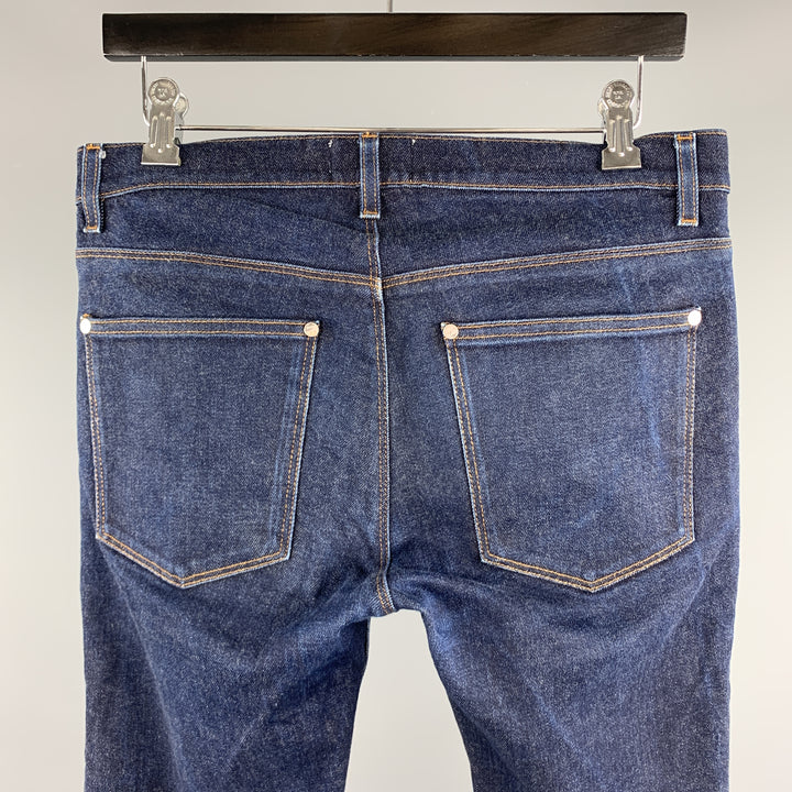 ACNE STUDIOS Size 31 x 32 Indigo Solid Cotton / Polyurethane Zip Fly Jeans