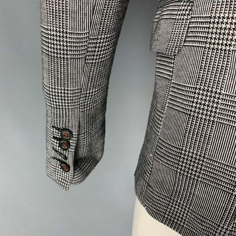 RNT 23 Size 38 Black White Glenplaid Polyester Blend Sport Coat