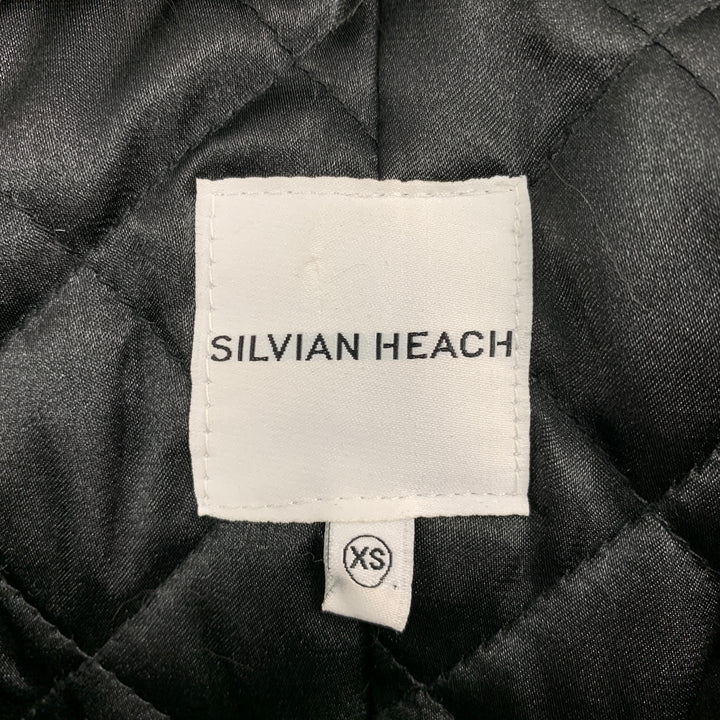 SILVIAN HEACH Size XS Black Nylon Blend Fox Fur Trim Hooded Coat