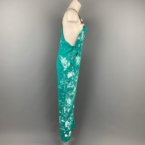 TIME AND PLACE Size M Green & White Paint Splattered Cotton Overalls