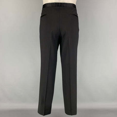 BOSS by HUGO BOSS Size 40 Black Virgin Wool Single Button Tuxedo Suit
