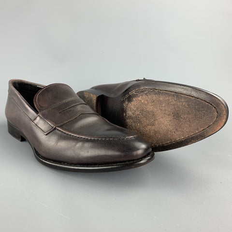 TO BOOT NY Size 10.5 Brown Antique Leather Slip On Loafers