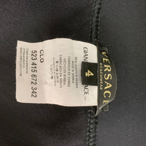 VERSACE Size M Black Gold Polyamide Belted Speedo