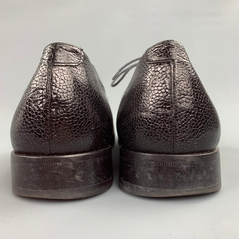 JOHN RICHMOND Size 10.5 Black Textured Leather Square Toe Loafers