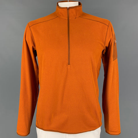 ARCTERYX Size L Orange Waffle Knit Polyester Polartec Sweatshirt