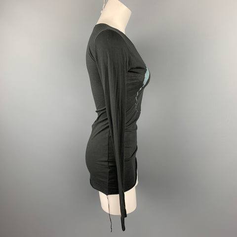 BLK OPM Taille S T-shirt à col rond en coton imprimé anthracite