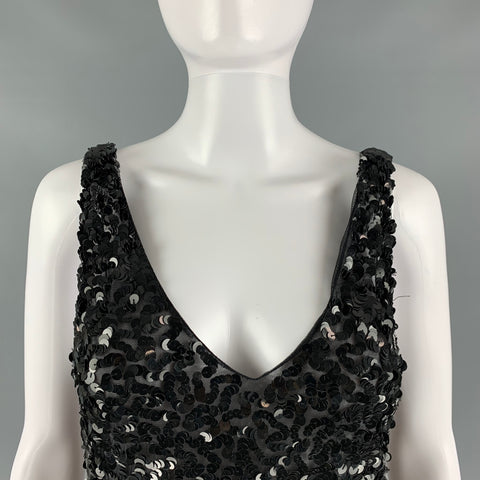 ATTICO Size 6 Black Polyamide Sequined Low Back Dress
