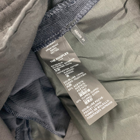 THE KOOPLES Taille 42 Costume à revers cranté en coton velours côtelé noir