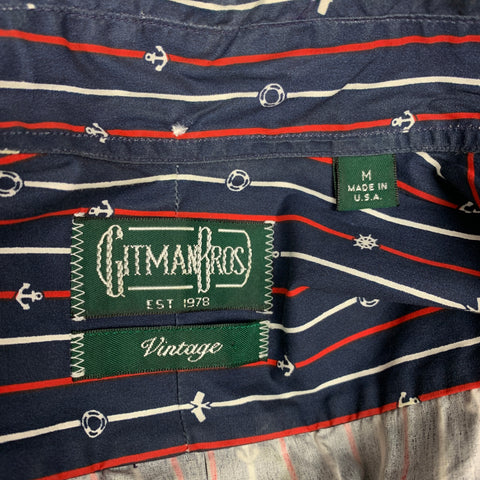 GITMAN VINTAGE Size M Navy & Red Print Cotton Button Down Long Sleeve Shirt