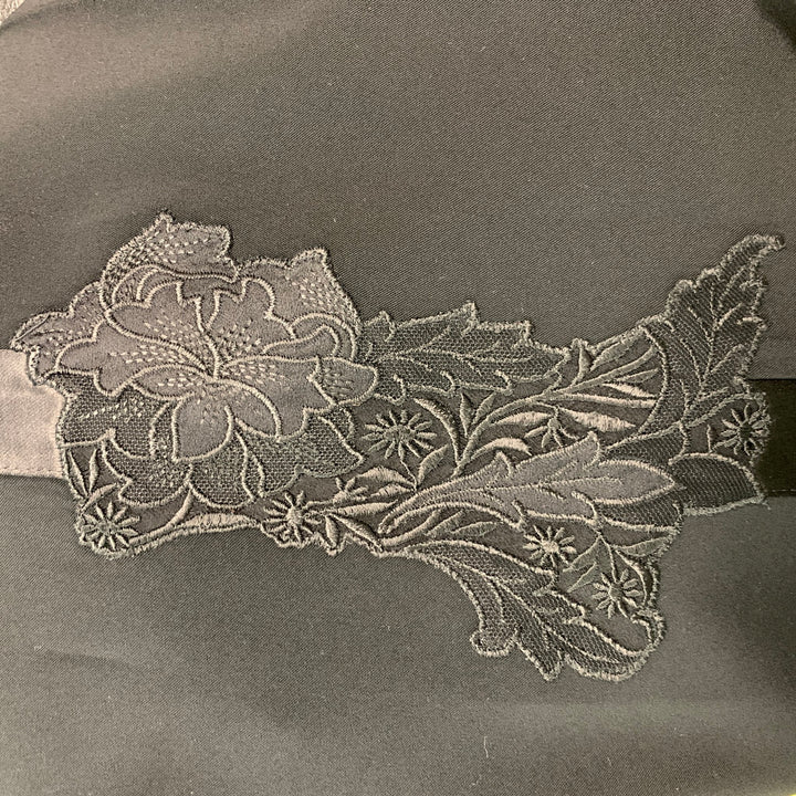 VIKTOR & ROLF Size 10 Black Polyester Spandex Embroidered Tuxedo Dress Pants