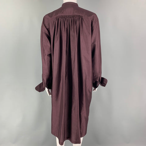 DRIES VAN NOTEN Size 4 Burgundy Silk Beaded Tunic Dress