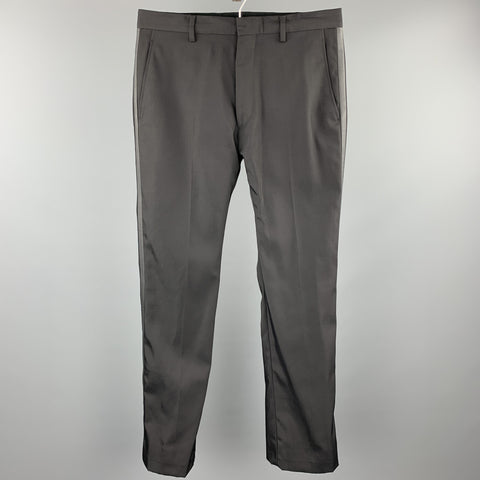 CALVIN KLEIN COLLECTION Size 32 Black Wool Tuxedo Dress Pants