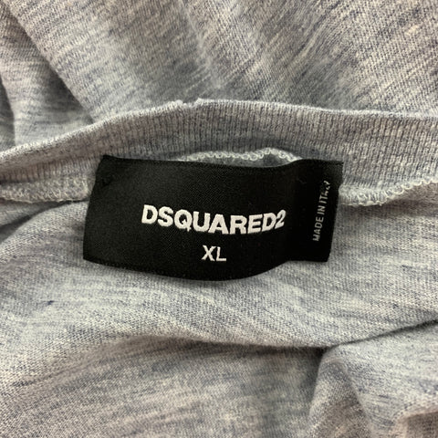 DSQUARED2 Size XL Grey White Samurai Graphic Cotton T-shirt