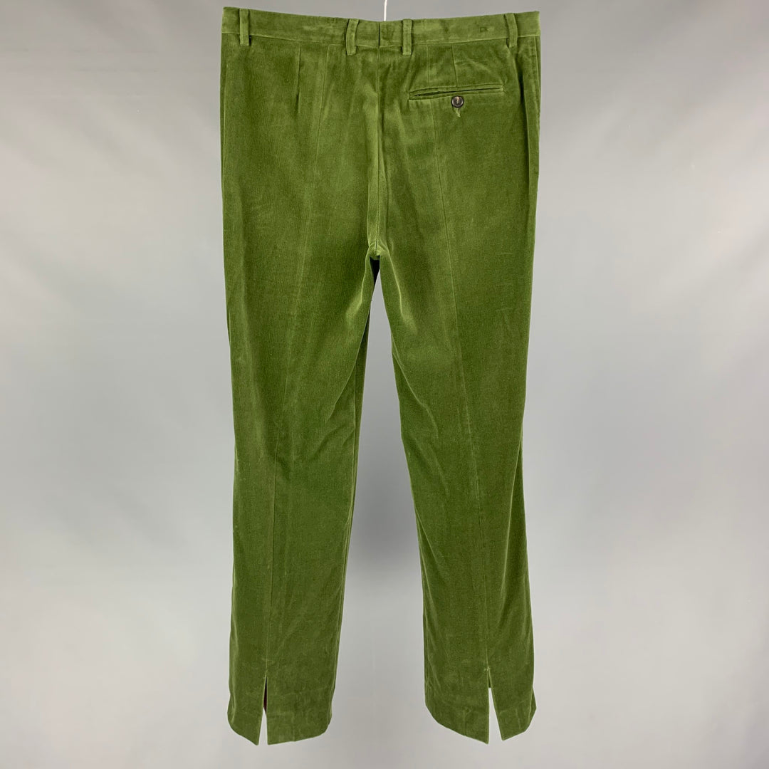 JOHN RICHMOND Size 32 Green Velvet Cotton Velvet Zip Fly Dress Pants