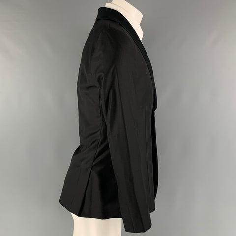EMPORIO ARMANI Chest Size 38 Black Solid Wool Silk Notch Lapel Sport Coat
