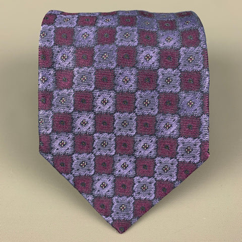 WILKES BASHFORD Purple Burgundy Square Silk Tie